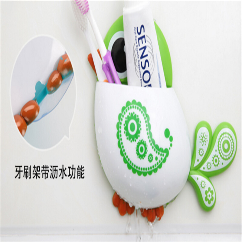 巧用强力吸盘牙具座，可爱小鸟造型让洗漱台焕然一新